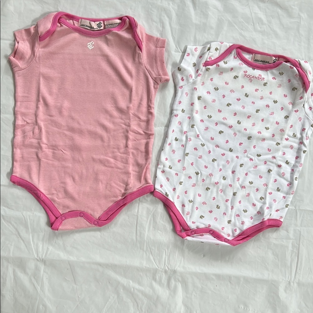 Rocawear Pink and White Bodysuit Set Soft Cotton